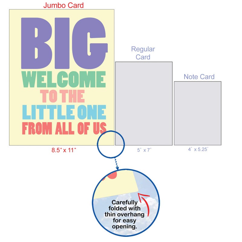 NobleWorks, Hilarious New Baby Congratulations Greeting card, Pregnancy Notecard w/Envelope, From All of Us (8.5 x 11 Inch), Big Welcome J4870BBG-US - Image 4